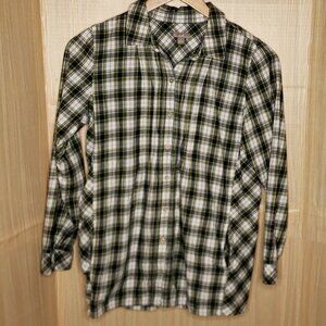 J. Jill Womens Green Blue Plaid Long Sleeve Button Down Shirt Small